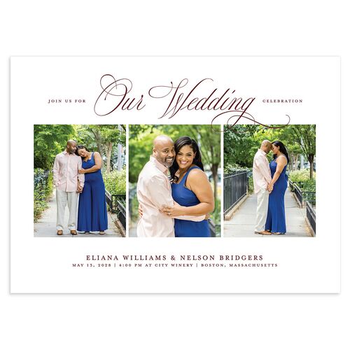 Classic Photo Wedding Invitations Merlot Signature Blank No Standard