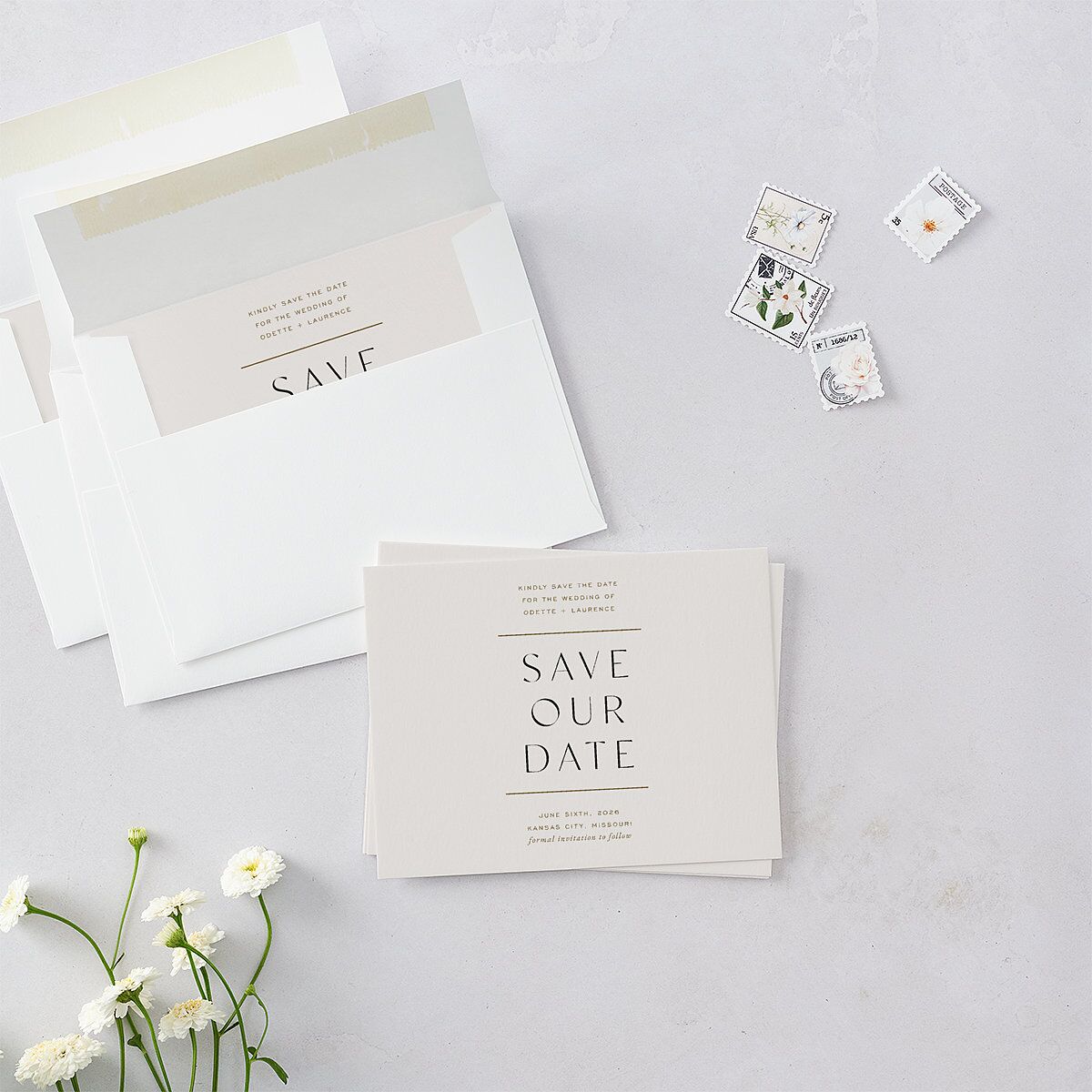 Surround Save the Date Petite Cards Mist Signature smooth Blank No Standard
