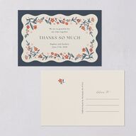 Flora Garden Border Thank You Postcards Moody Blue