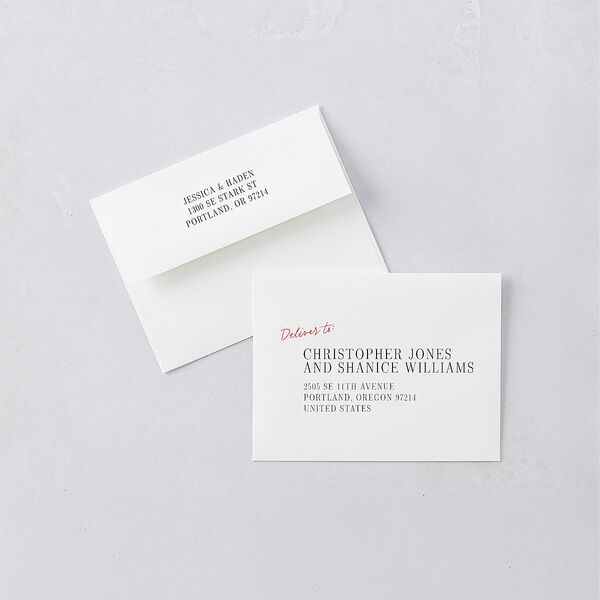 Modern Circled Calendar Date Save the Date Petite Card Envelopes White Jewel Red Both Recipient and Return Addresses Signature Standard