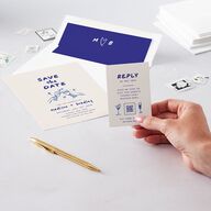 Hand Drawn Cheers QR Code RSVP Cards Jewel Blue Signature Standard