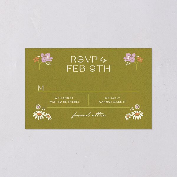 Wildflower Nouveau All-in-One Wedding Invitations Dark Camo Signature Light Both Recipient and Return Addresses No