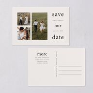 Timeless Photo Trio Save the Date Postcards Linen