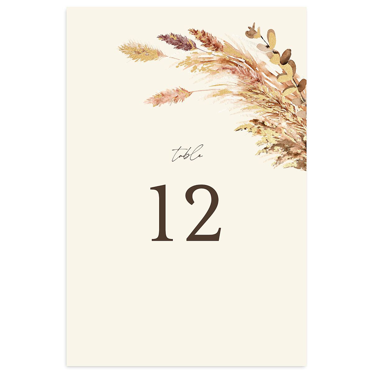 Soft Pampas Foil Table Numbers