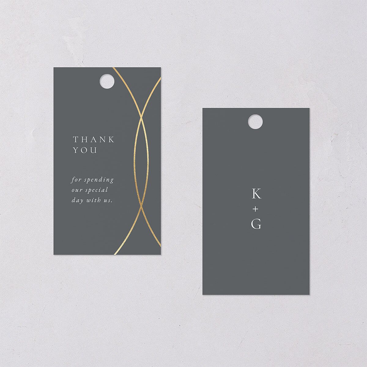 Minimal Rings Favor Gift Tags Gold Slate Signature