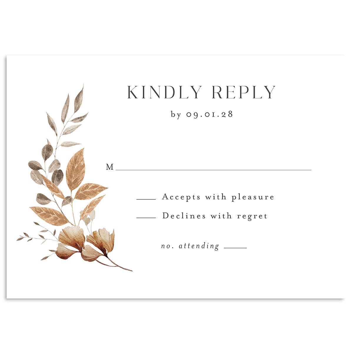 Leafy Rustic Monogram Wedding Response Cards