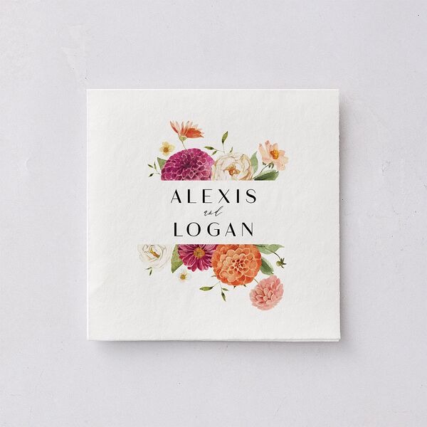Blooming Dahlias Cocktail Napkins Hot Pink Napkin Uncoined