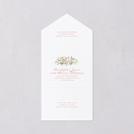 Maximalist Floral Crest All-in-One Wedding Invitations Pink Cotton Signature Light Both Recipient and Return Addresses No