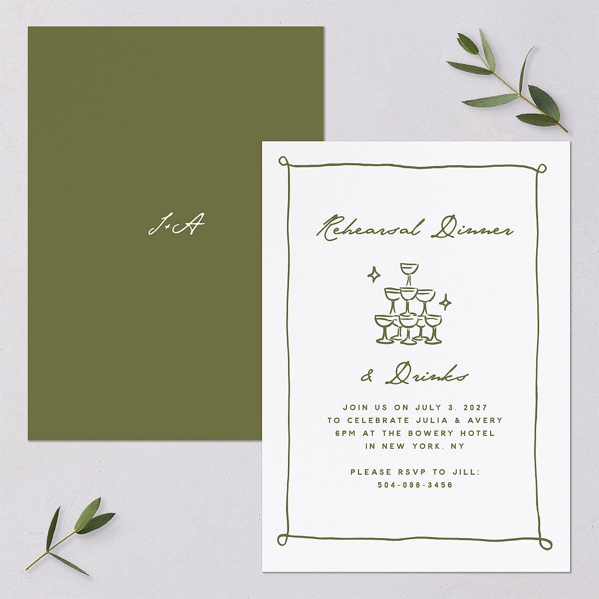 Hand Drawn Cake Rehearsal Dinner Invitations Dark Camo Signature Blank Standard