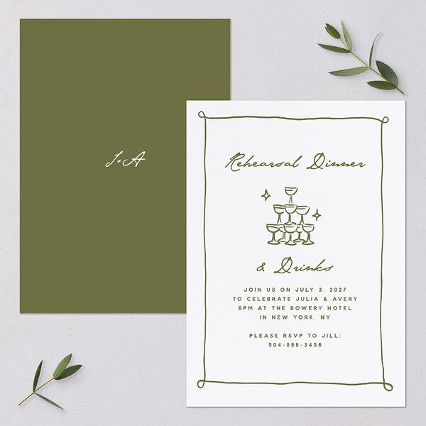 Hand Drawn Cake Rehearsal Dinner Invitations Dark Camo Signature Blank Standard