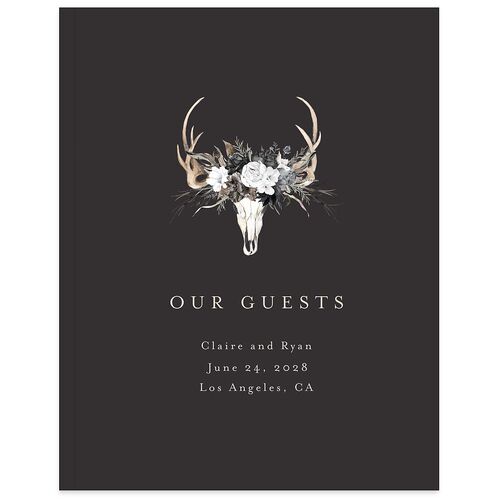 Gothic Antlers Guest Books Charcoal