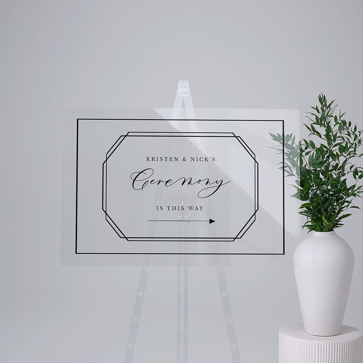 Eucalyptus Frame Acrylic Direction Sign Large Pure White Standard Acrylic L Direction