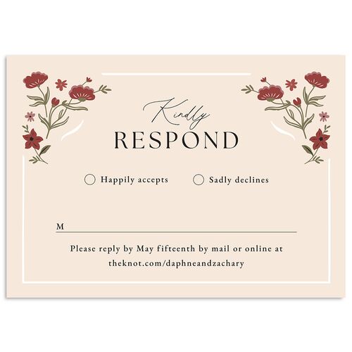Flora Garden Border Wedding Response Cards Licorice Signature Standard