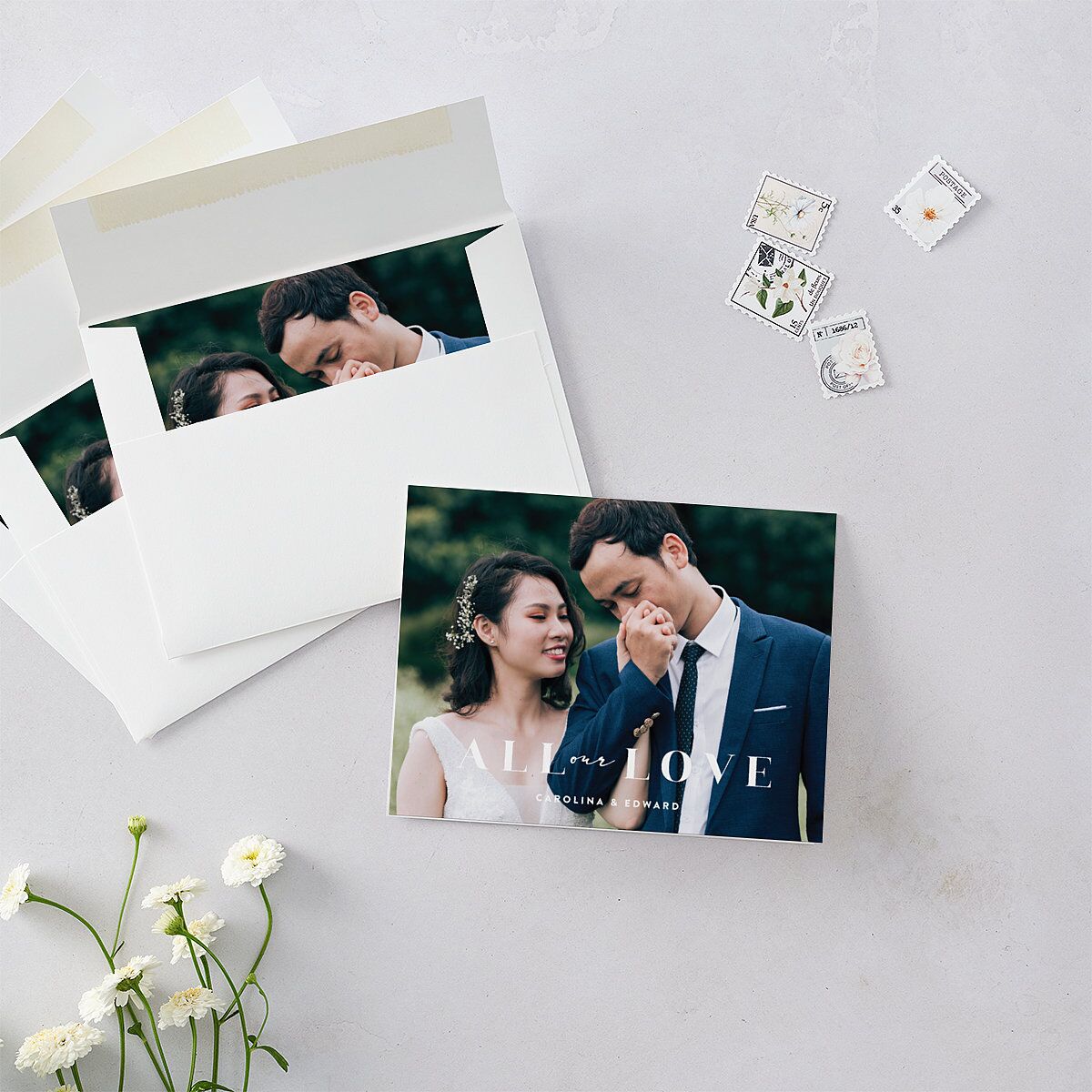 Minimal Accent Thank You Cards Pale Blue