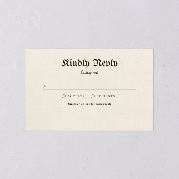 Medieval Renaissance All-in-One Wedding Invitations Moss Signature Light Both Recipient and Return Addresses No