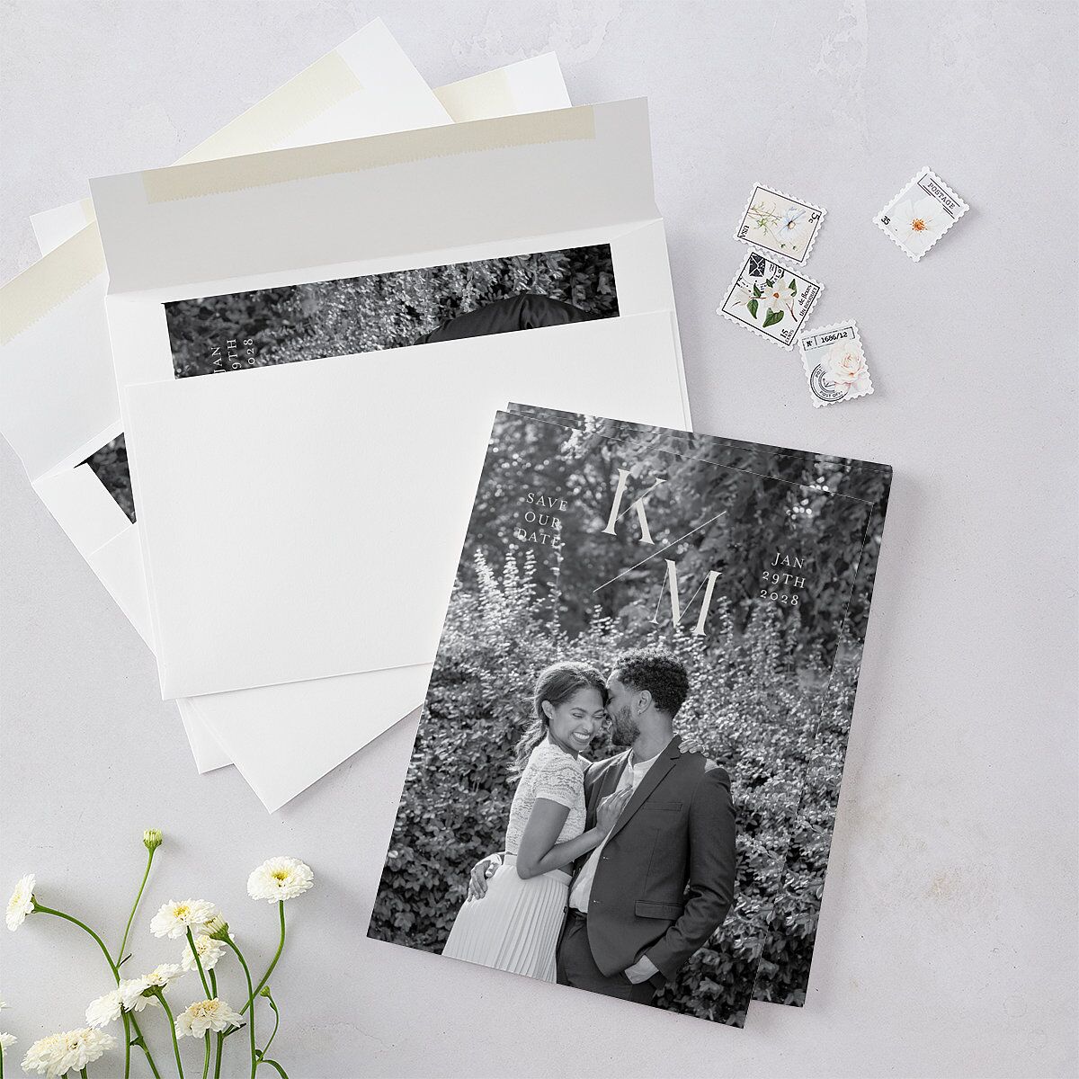Monogram Slant Save the Date Cards — view 5