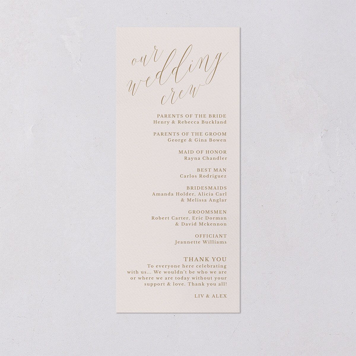 At Last Wedding Programs Linen Signature