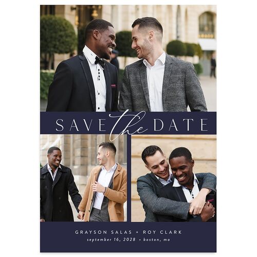 Elegant Grid Wedding Invitations Moody Blue Signature Blank Standard