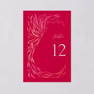Chinese Phoenix Fenghuang Table Numbers Rose Pink Signature