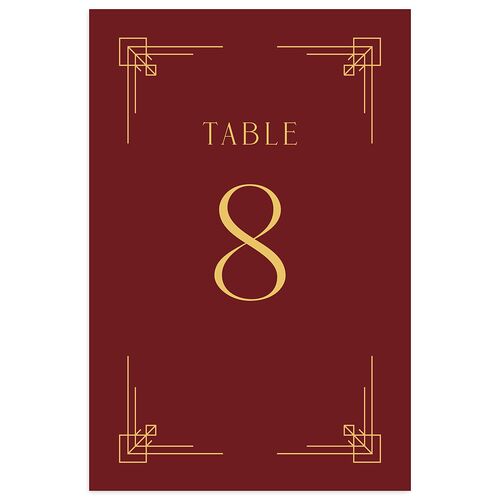 Vintage Hollywood Table Numbers Maroon Signature