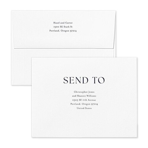 Simple Frame Thank You Card Envelopes White Navy Both Recipient and Return Addresses Signature Standard