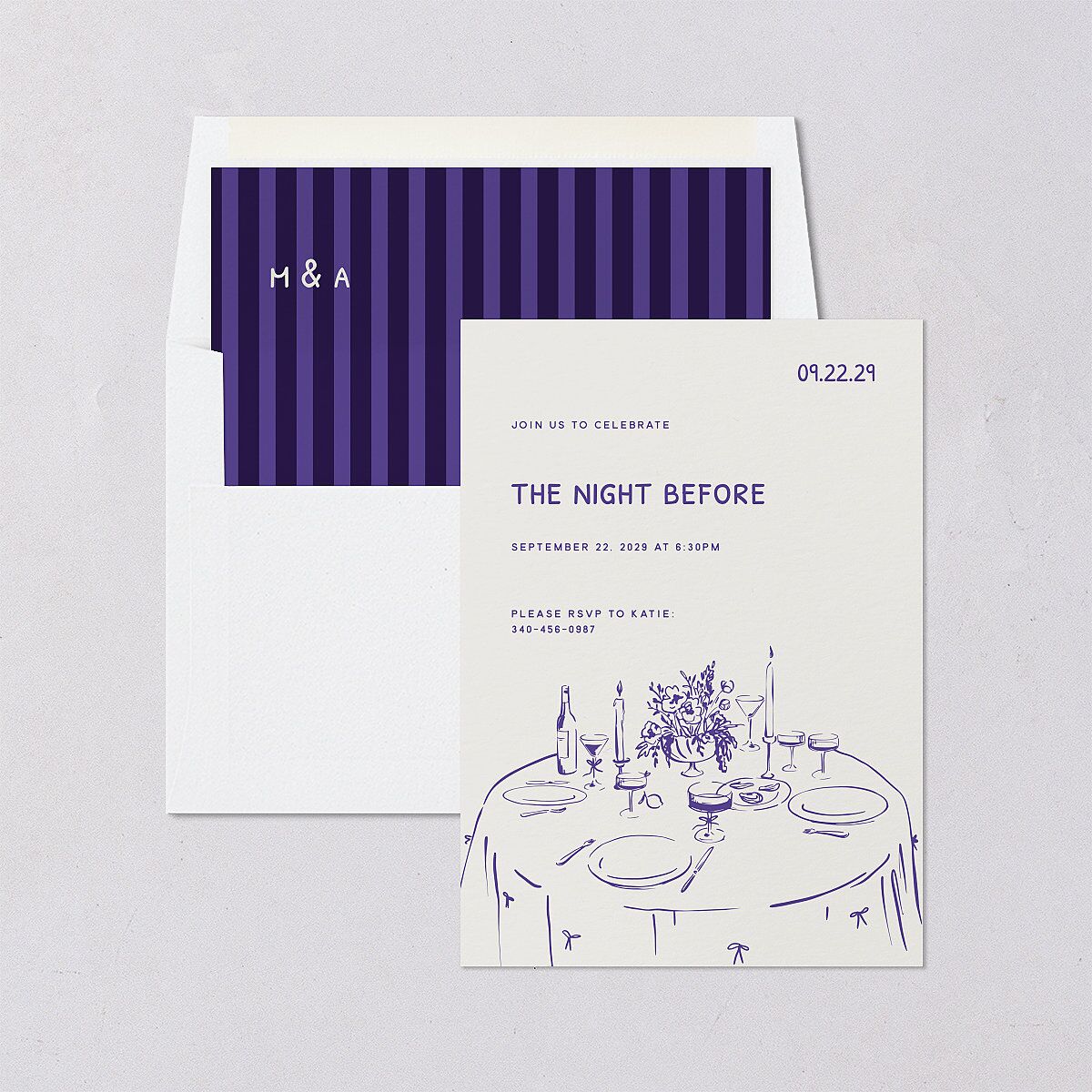Hand Drawn Recipe Rehearsal Dinner Invitations Sapphire Signature Blank Standard