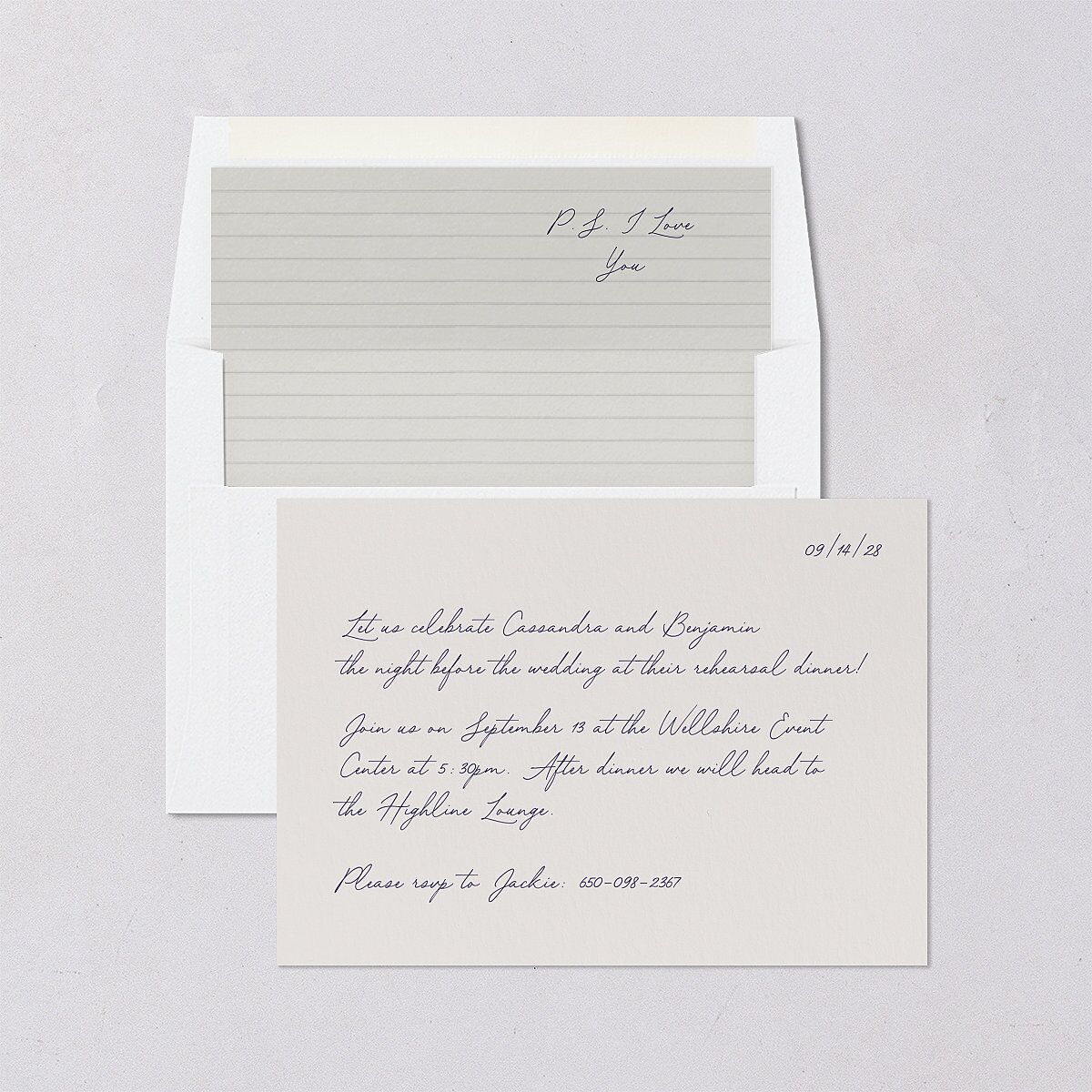 Handwritten Love Note Rehearsal Dinner Invitations Ivory Signature Blank Standard