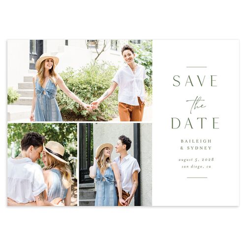 Side Panel Save the Date Cards Deep Olive Signature smooth Blank No Standard