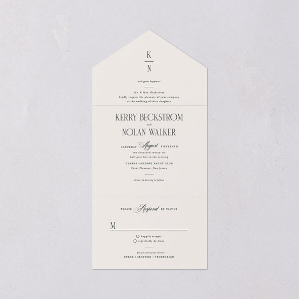 Cosmopolitan All-in-One Wedding Invitations Champagne Signature Light Both Recipient and Return Addresses No