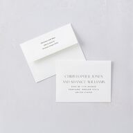 Modern Initials Save the Date Petite Card Envelopes White Olive Both Recipient and Return Addresses Signature Standard