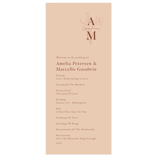 Rustic Monogram Wedding Programs Blossom Signature