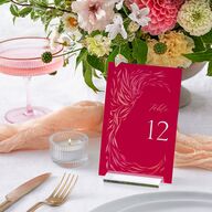 Chinese Phoenix Fenghuang Table Numbers Rose Pink Signature