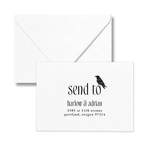 Spooky Halloween Nouveau Response Card Euro Envelopes White Linen Return Address Luxe