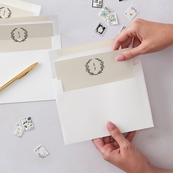 Branches Monogram Envelope Liners Linen Standard