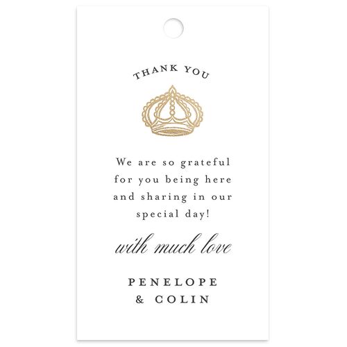 Glamorous Crown Monogram Crest Favor Gift Tags by Bridgerton Gold Pure White Signature