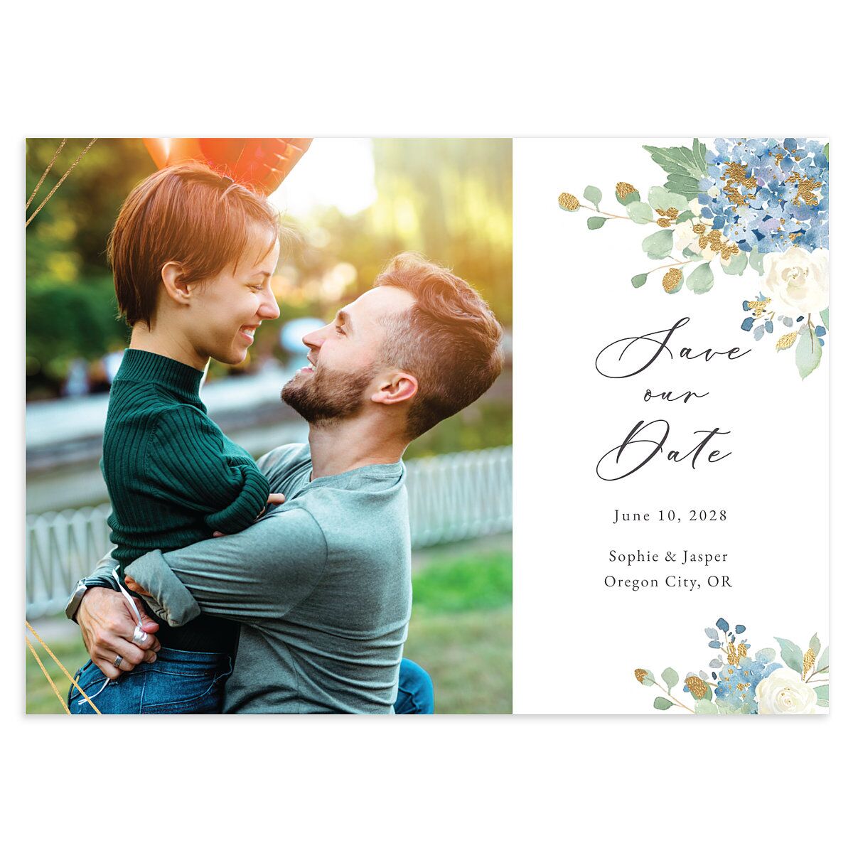 Gilded Hydrangea Save the Date Cards
