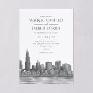 Watercolor Chicago Wedding Invitations Licorice Signature Blank No Standard