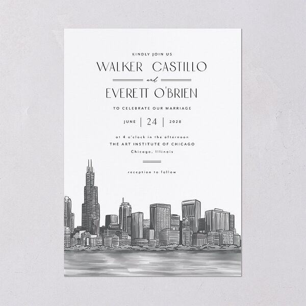 Watercolor Chicago Wedding Invitations Licorice Signature Blank No Standard