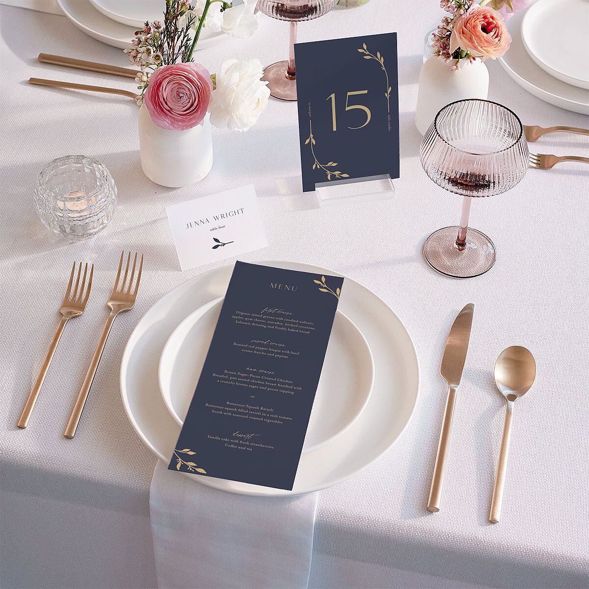 Gilded Sprigs Table Numbers Moody Blue Signature
