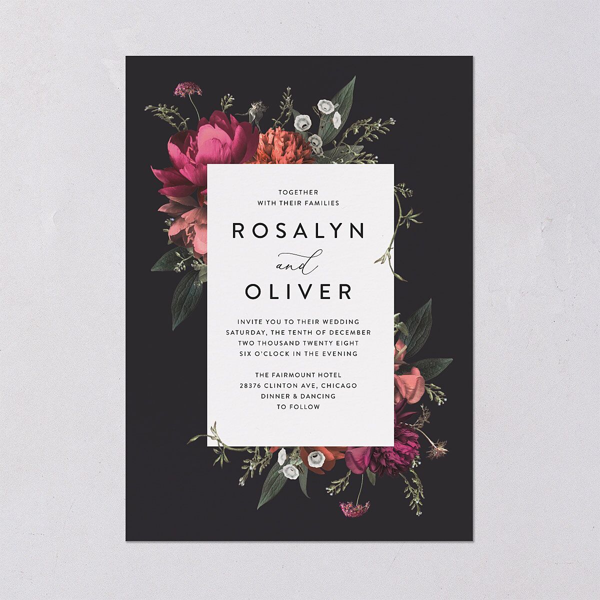 Blooming Botanical Wedding Invitations Midnight Signature Blank No Standard