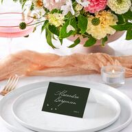 Elegant Mountain Monogram Place Cards Dark Green Signature