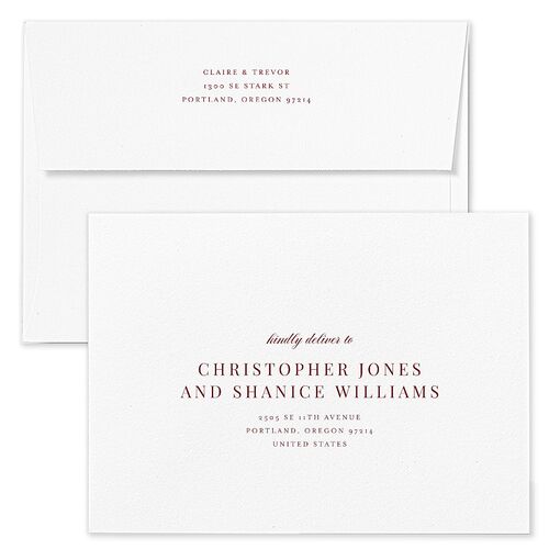 Elegant Lighthouse Bridal Shower Invitation Envelopes White Maroon Both Recipient and Return Addresses Signature Standard