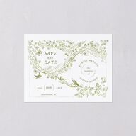 Vintage Toile Save the Date Petite Cards Dark Camo Signature smooth Blank No Standard