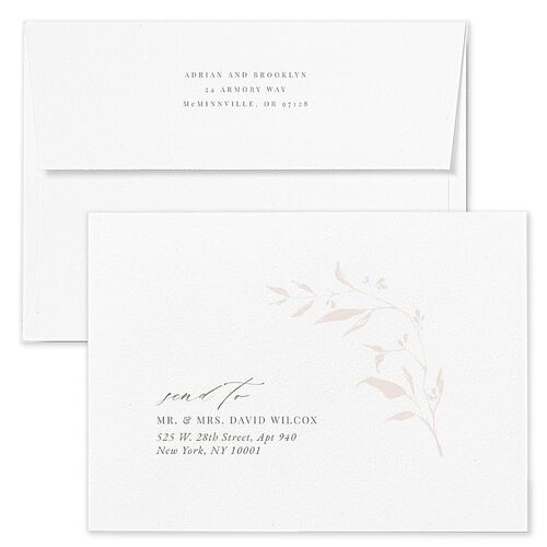Rustic Minimal Save The Date Card Envelopes White Standard Blossom Recipient Address Signature