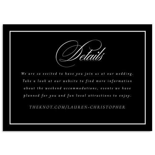 Lasting Frame Wedding Event Detail Cards Licorice Signature Standard