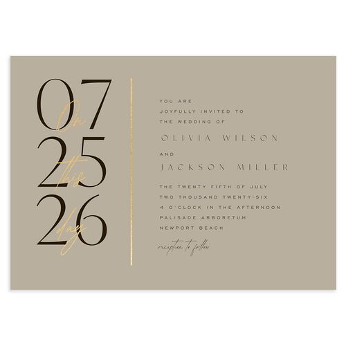 On This Day Wedding Invitations Gold Fawn Signature Blank No Standard