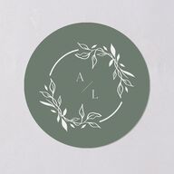 Monogram Leaves Wedding Stickers Eucalyptus Circle