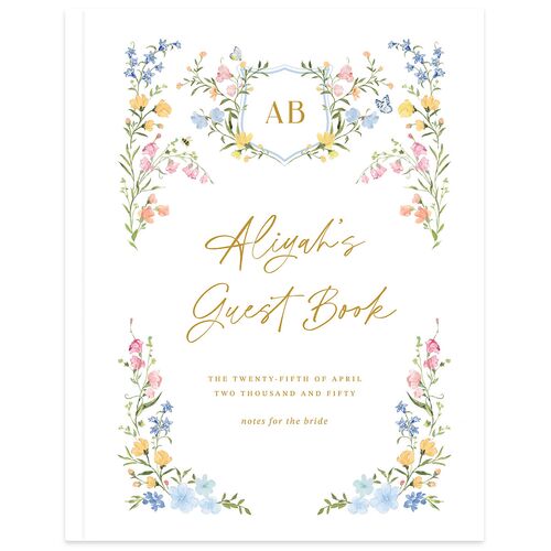Fairytale Wildflower Crest Bridal Shower Guest Books Daffodil