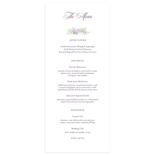 Glamorous Regency Garden Menus by Bridgerton Purple Haze Signature