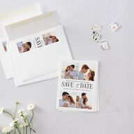 Classically Gilded Save the Date Petite Cards Pure White Signature smooth Blank No Standard